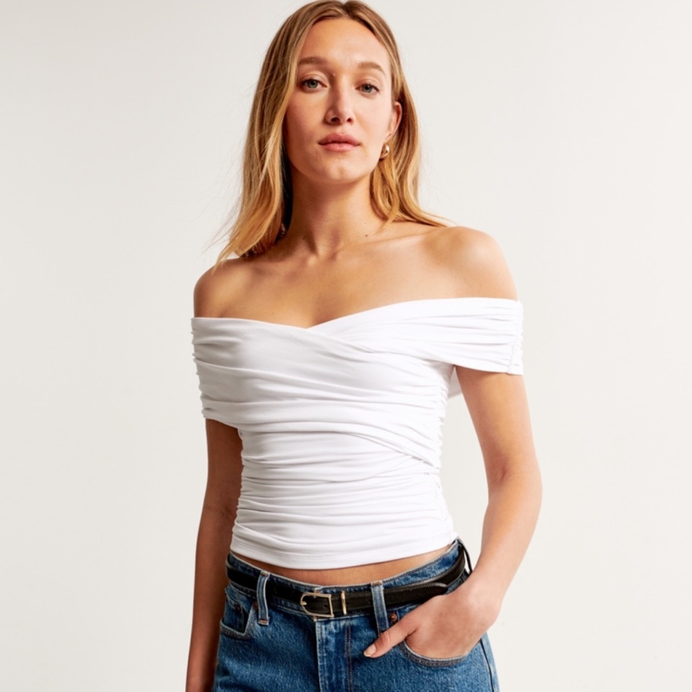 Off the Shoulder Ruched Wrap Top
